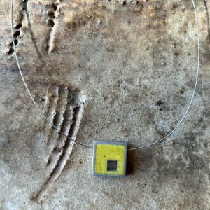 Modern Yellow and Stainless Steel Pendant Necklace